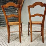 Antique set of chairs walnut with webbing