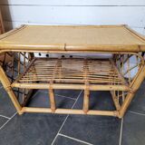 Table basse en rotin vintage