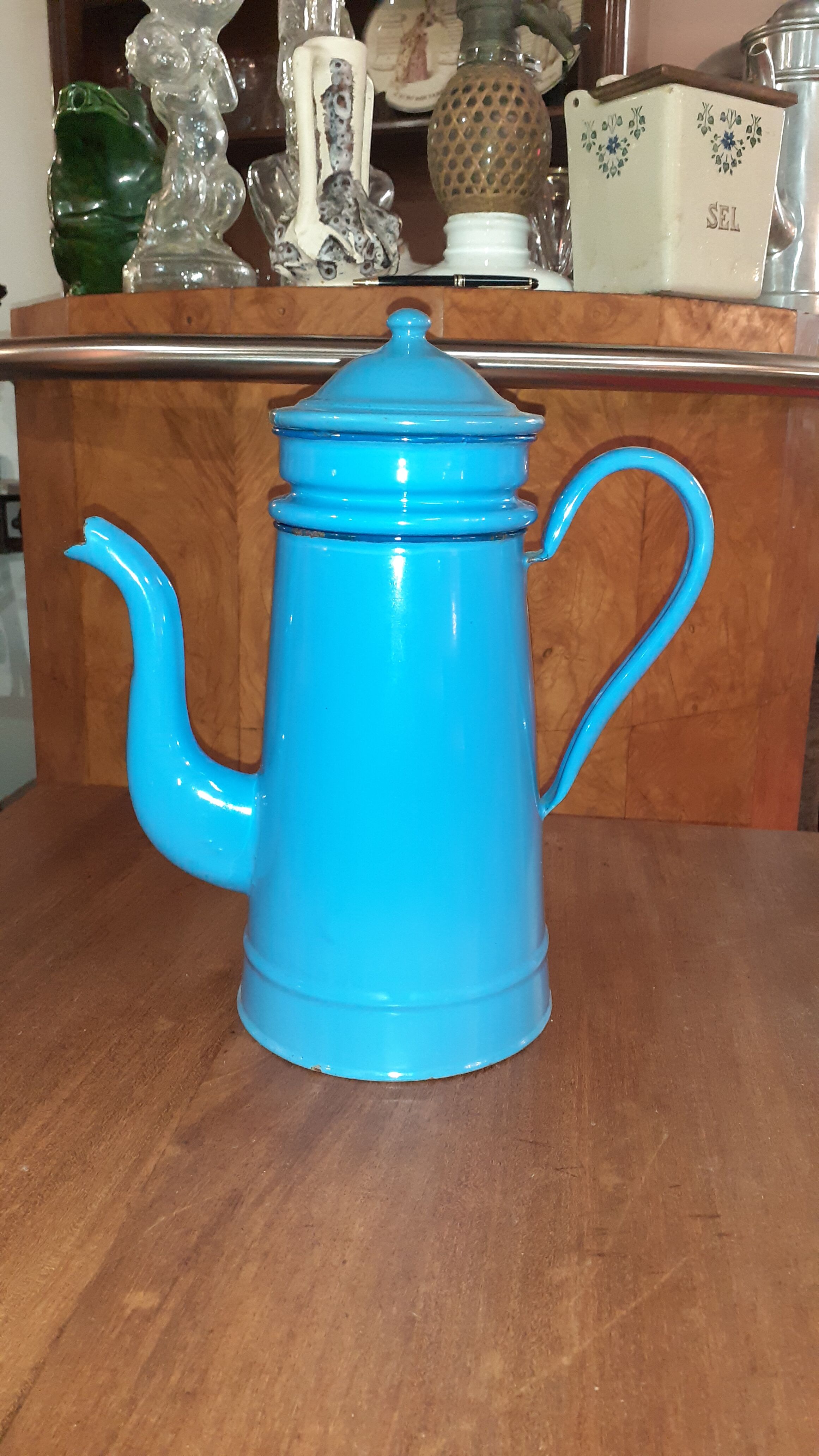 Blue email coffee maker