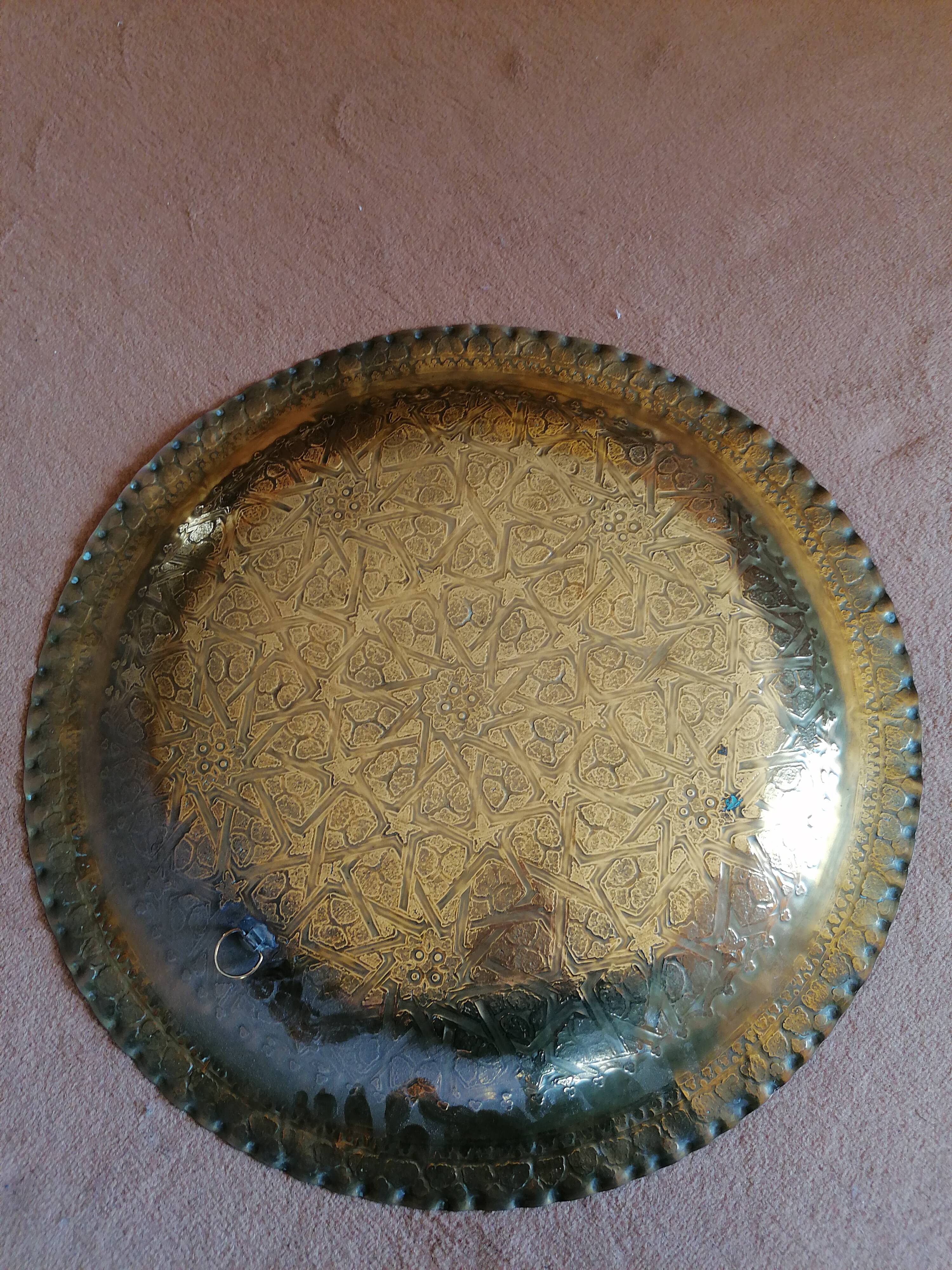 Vintage Moroccan tray in copper metal