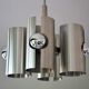 Hanging lamp 4 brushed metal lights space age 70s