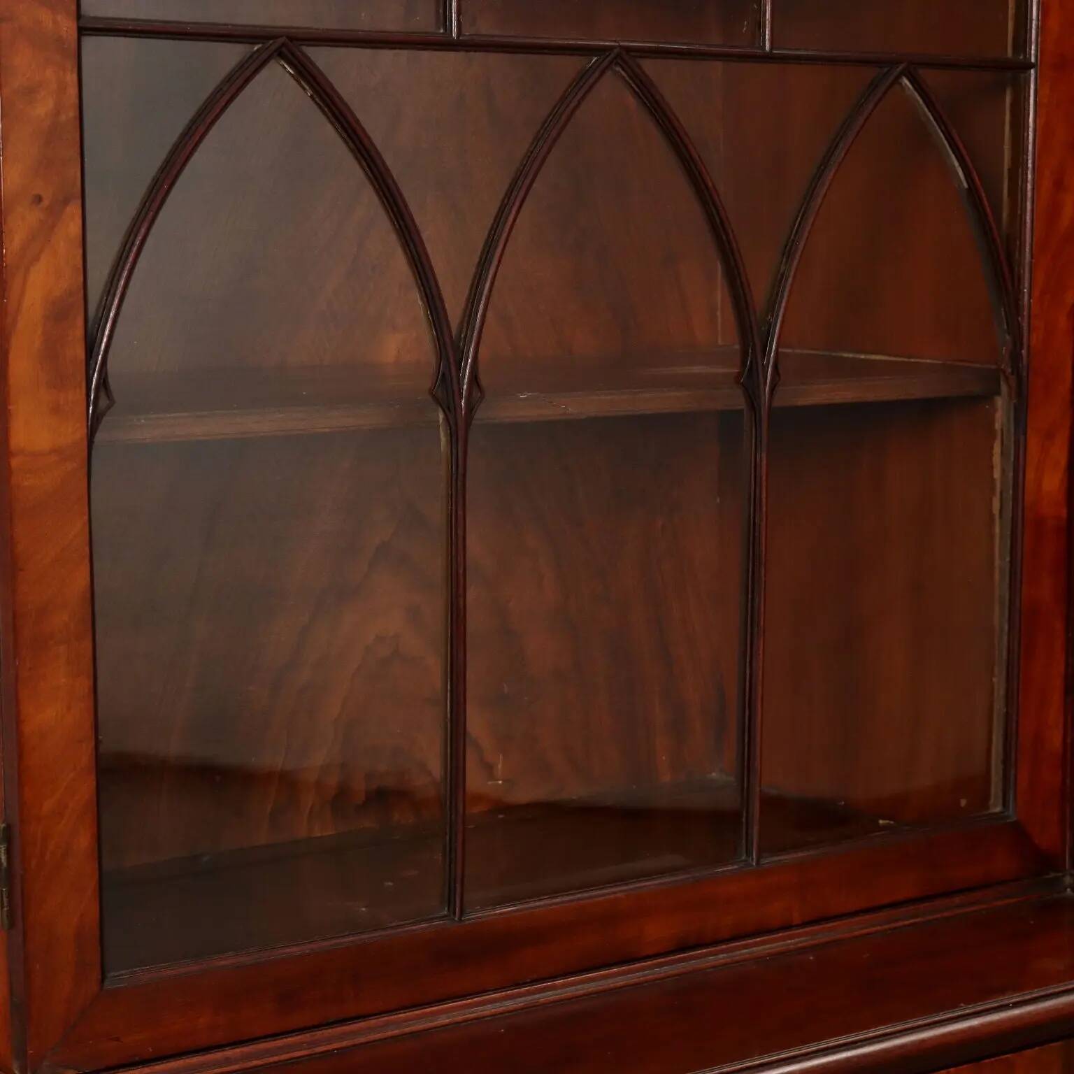 Large antique mahogany library with glass doors 19th Century