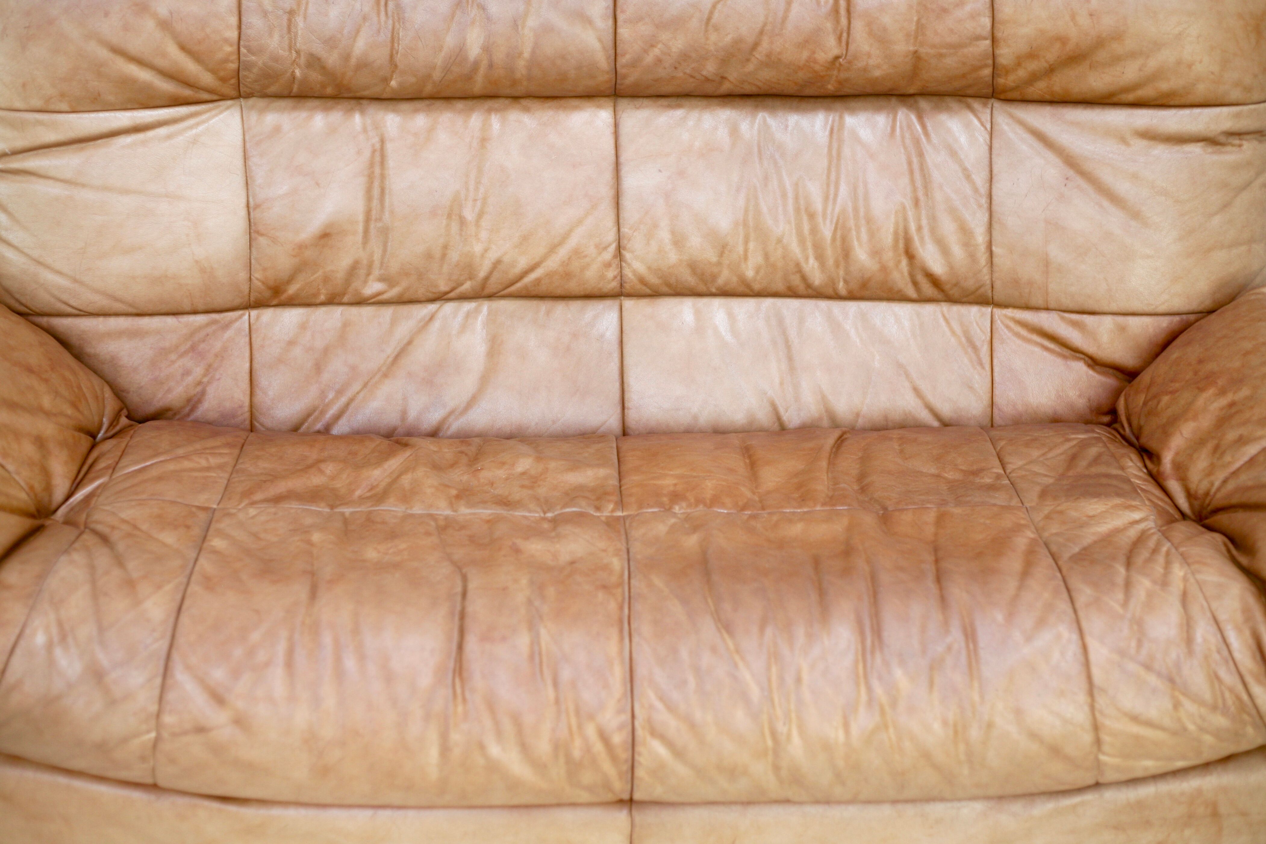 Sofa by Michel Ducaroy, leather, 1978. Model Dianthus. Edited by Ligne Roset.