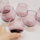 6 Antique Plum-Colored Crystal Cognac Glasses