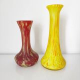 Ensemble de deux vases en verre marmoréen