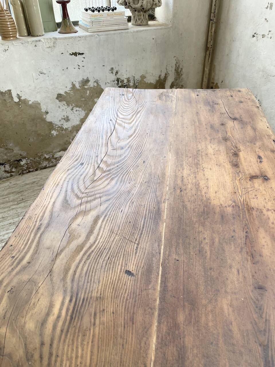 Drapery console table in pine