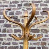 Antique French Art Deco Parrot Coat Rack Curved Wood Baumann