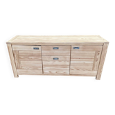 Buffet enfilade scandinave décapée en bois massif brut clair 192cm