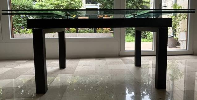 Design dining table - MIO Edition - extendable glass & wood