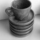 Set of 6 cups in sandstone with saucers