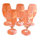 5 old beer glasses transparent glass