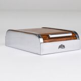 Carl Aubock rolling shutter storage box from the 1930s, cigarette dispenser, walnut, Vienna