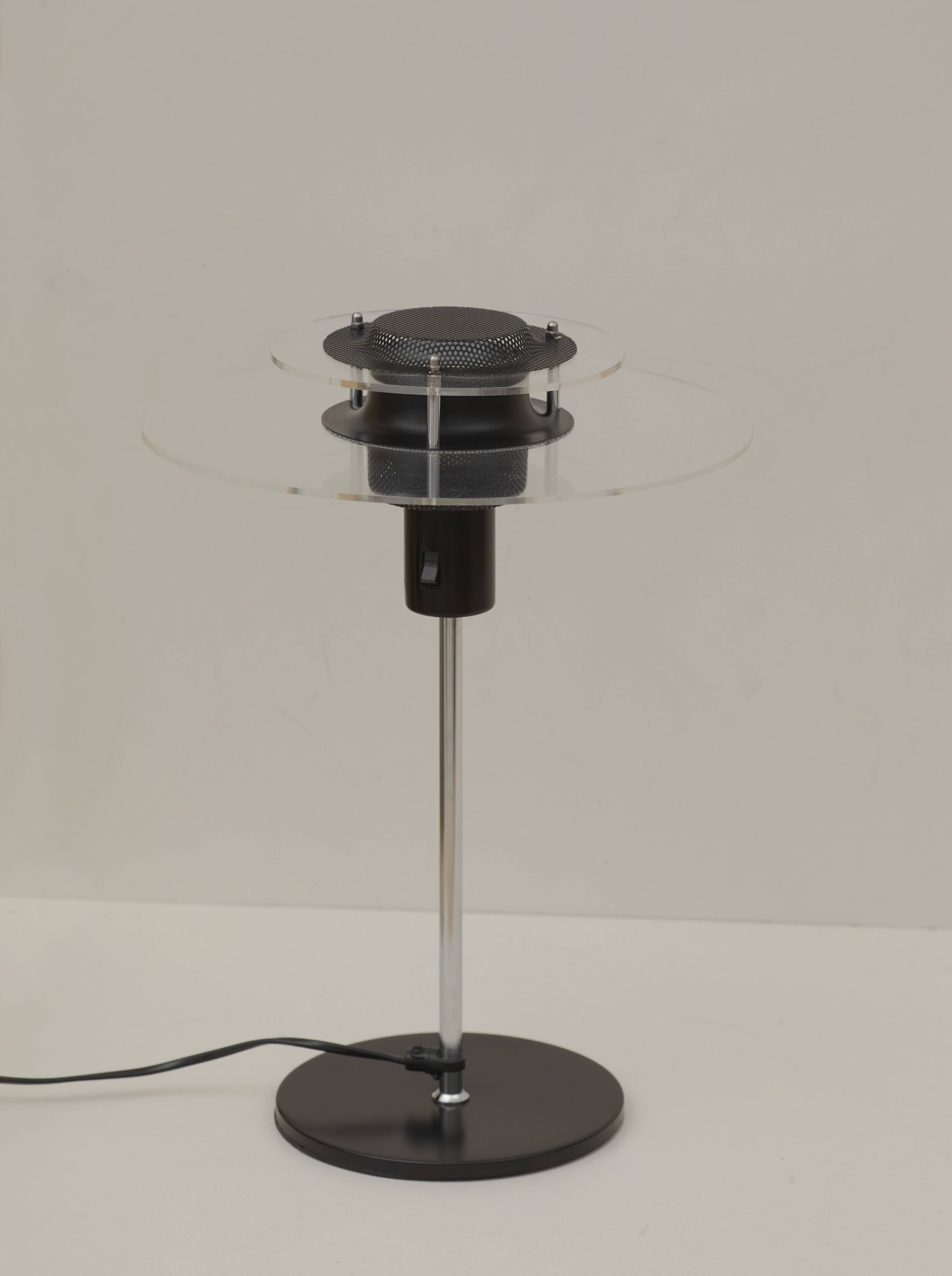 Postmodern lamp in metal and plexiglass Cirkel vintage Ikea 1990