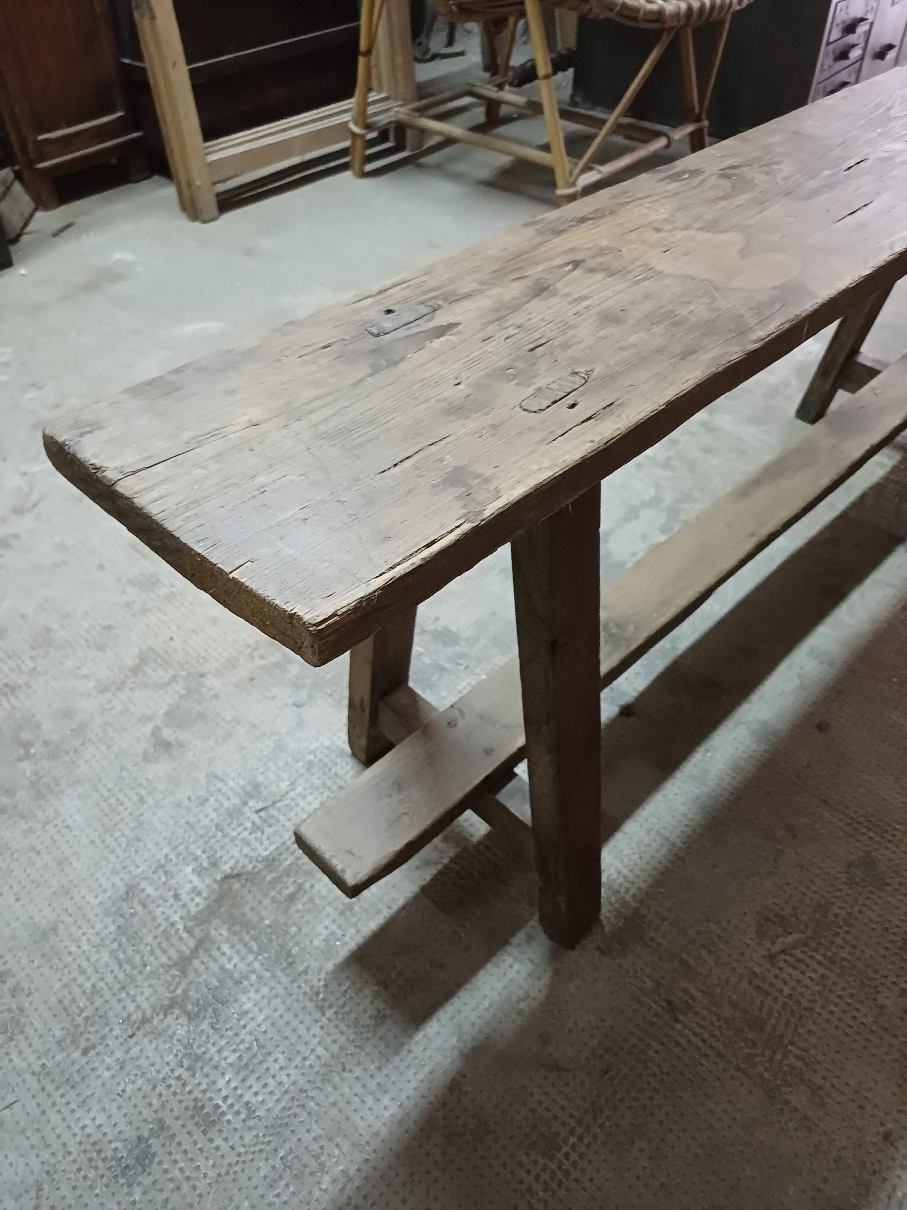 Antique wooden bench from a Catholic school, circa 1900. Beautifully crafted.