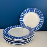 Set of 6 Guy Degrenne dessert plates, vintage blue pareo model - serv