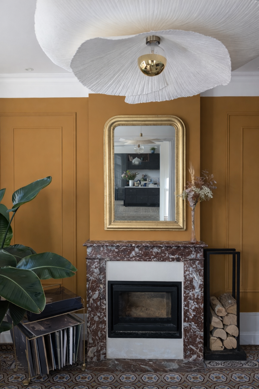 Large antique gilded mirror.