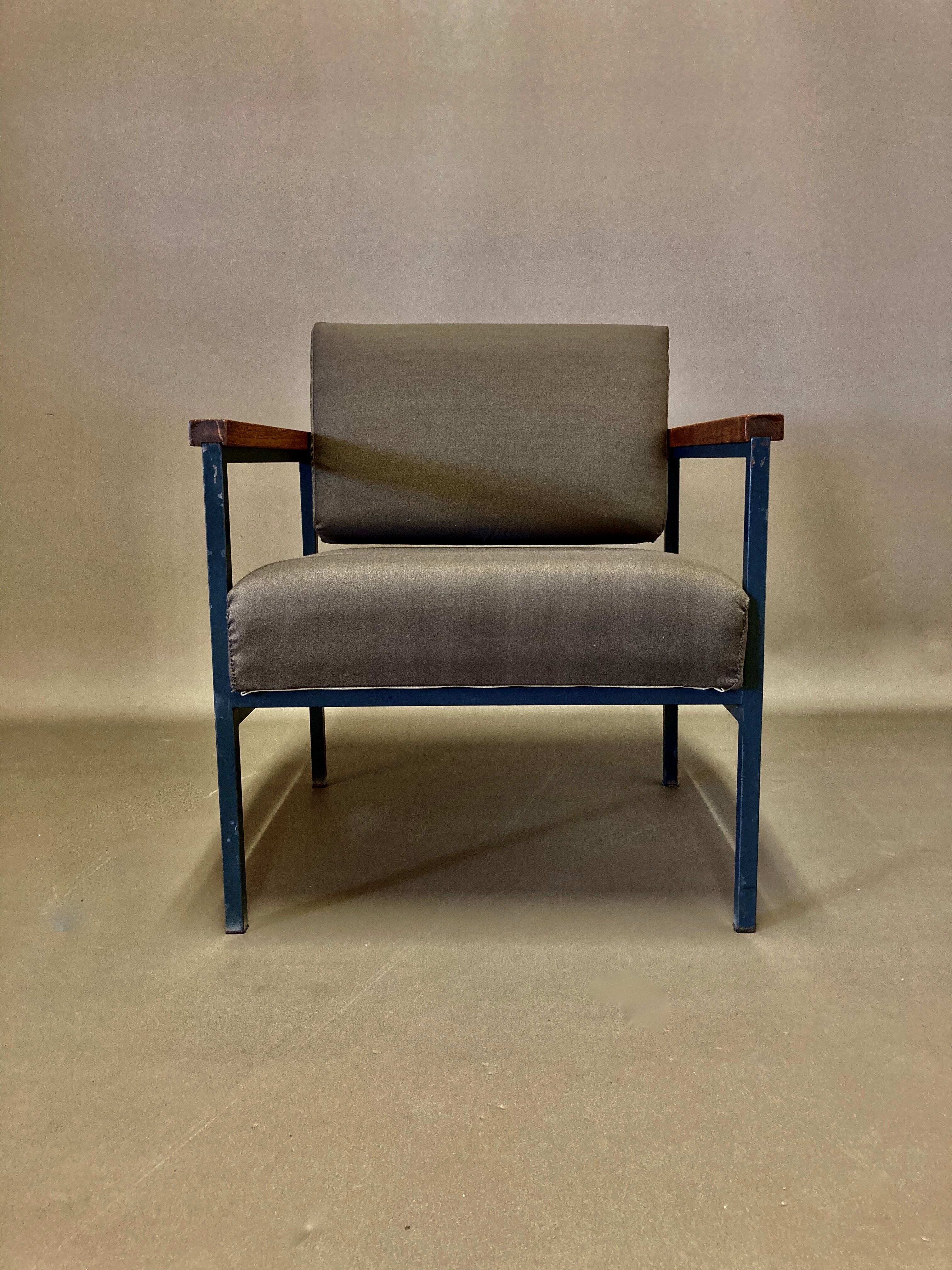 Armchair metal and teak 1950