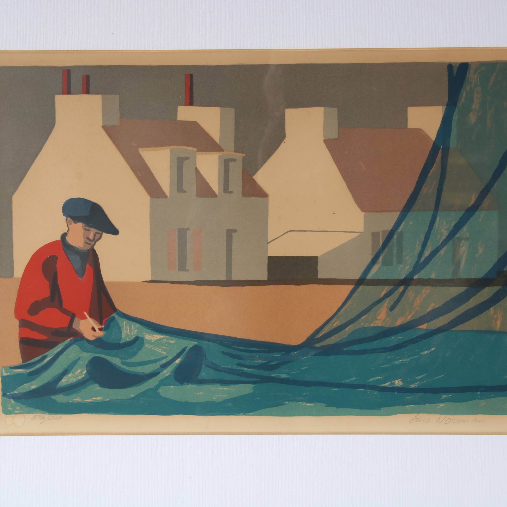 1950s Framed lithograph by Lars Norrman, Sweden