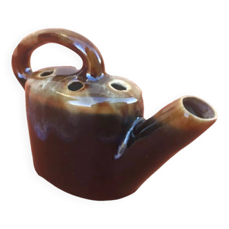Années 1950  Vase / Pique fleurs forme arrosoir Grès flammé