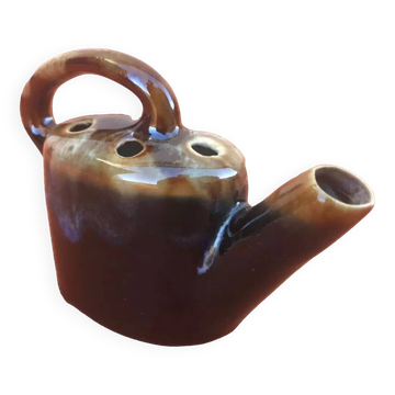 Années 1950  Vase / Pique fleurs forme arrosoir Grès flammé