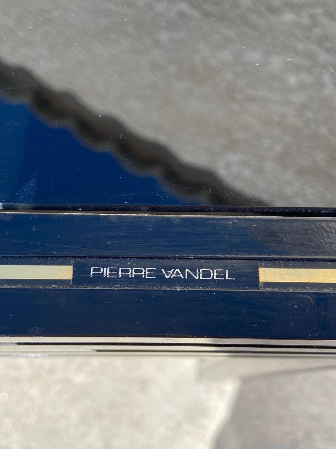 Pierre Vandel metal console with glass top
