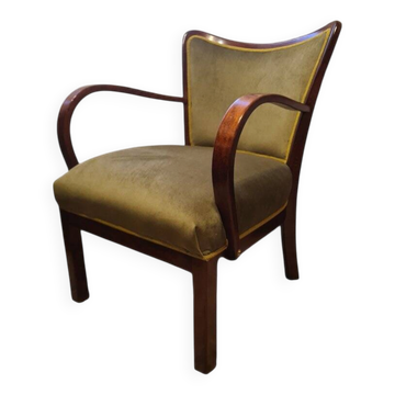 Fauteuil en hêtre Art Déco polonais, années 1930