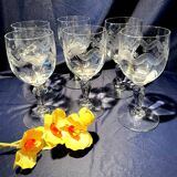 Set of 6 water glasses in engraved glass vierzon emma model