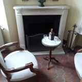 Healed tripode in wood and white marble