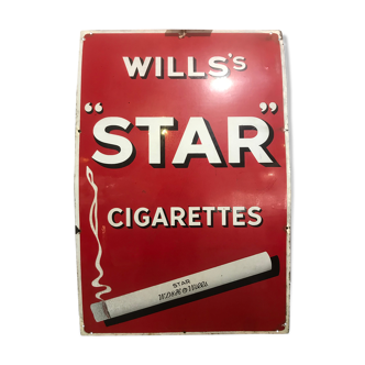 Old plate enamelled Wills's star cigarettes