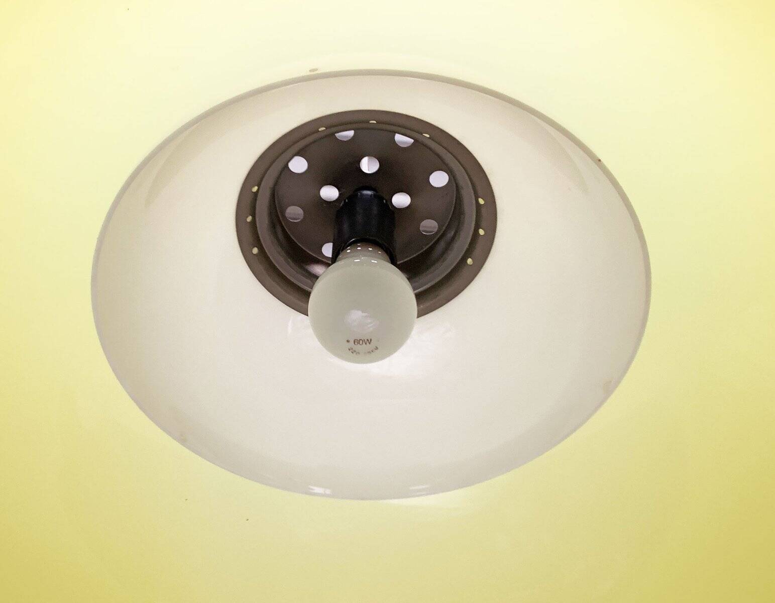 Suspended lamp model KD6 space age from the mid-century by Achille and Pier Giacomo Castiglioni for Kartell, 1960s.