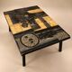 Coffee table wood - floral patterns - by victor cerrato