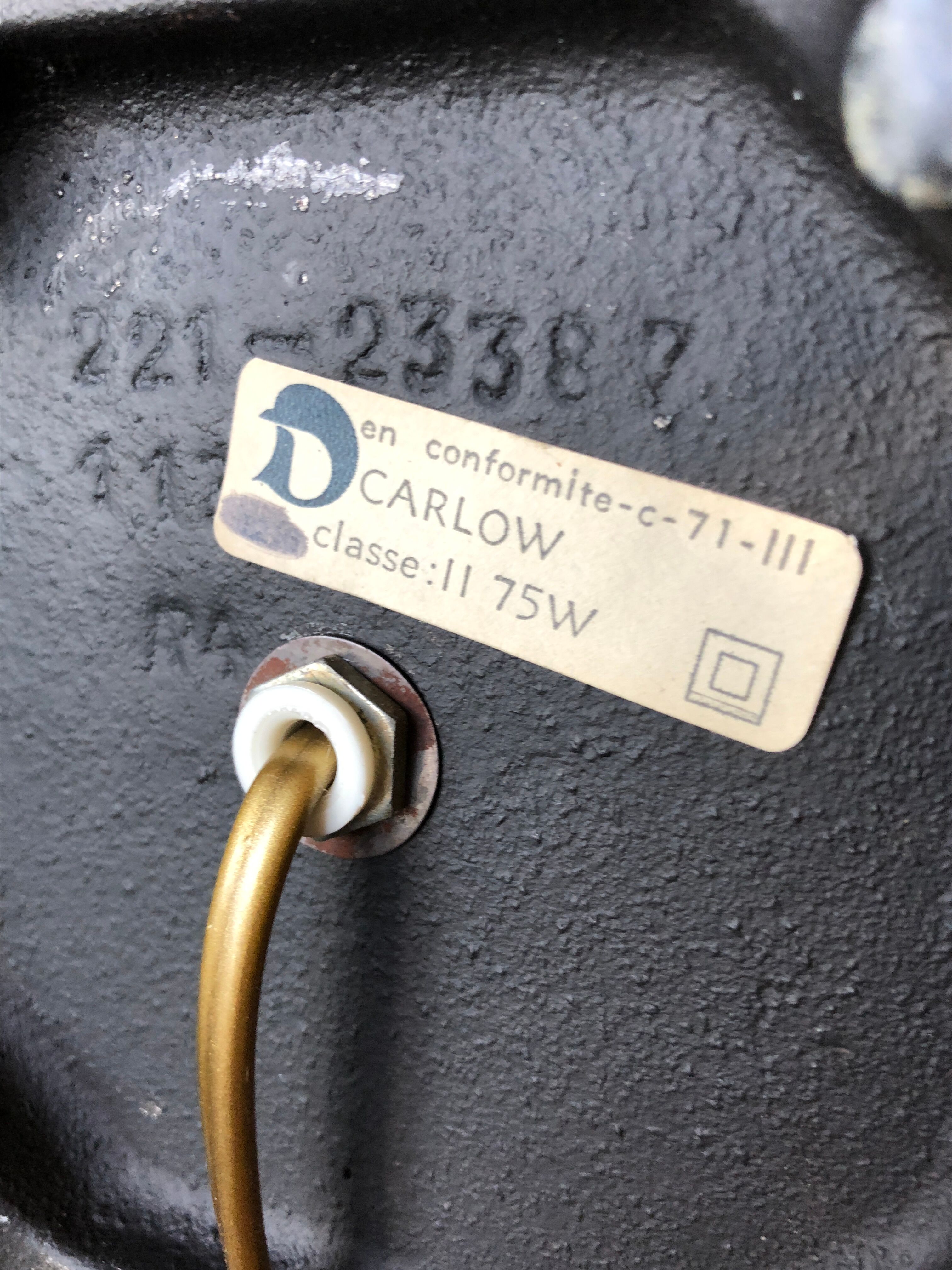 Lamp metal gold and black lacquered