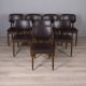 Set of 8 vintage 1960s wood and leather chairs designed by anonima castelli
