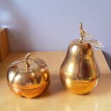Apple and pear brass boxes from the 70s