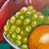 Still life with clogs and fruit / oil on canvas