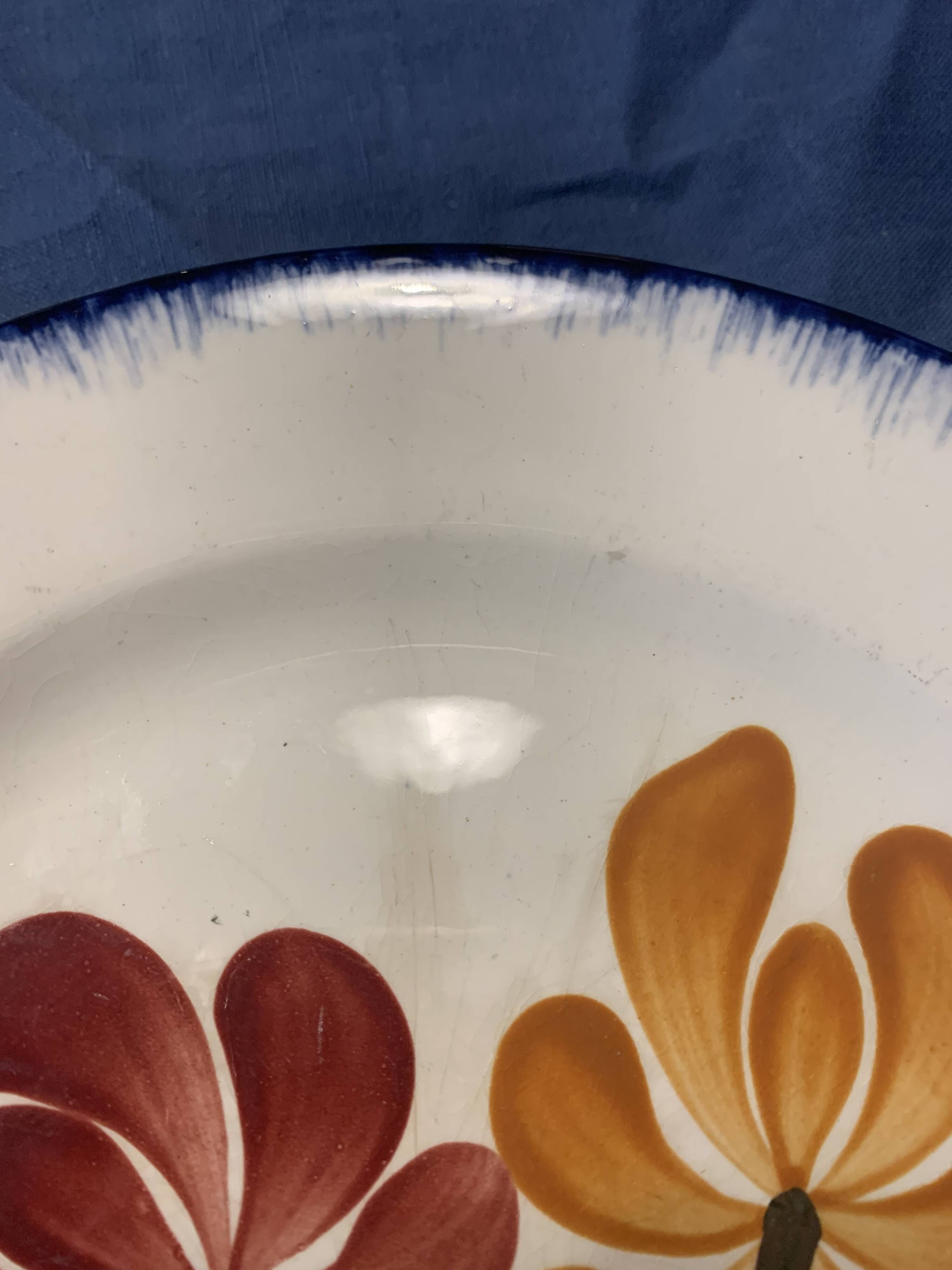 Compotier E. Charbonnier, Salins, Terre de Fer, country model, made in France, flower motif