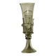 pair of green glass champagne flutes - label