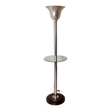 Lampadaire art déco, chrome et bois, 1930’s