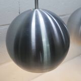 Pair of functional 70's aluminum ball pendants