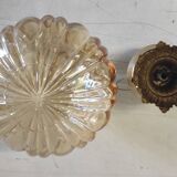 Table lamp with amber glass globe - mid 20th century