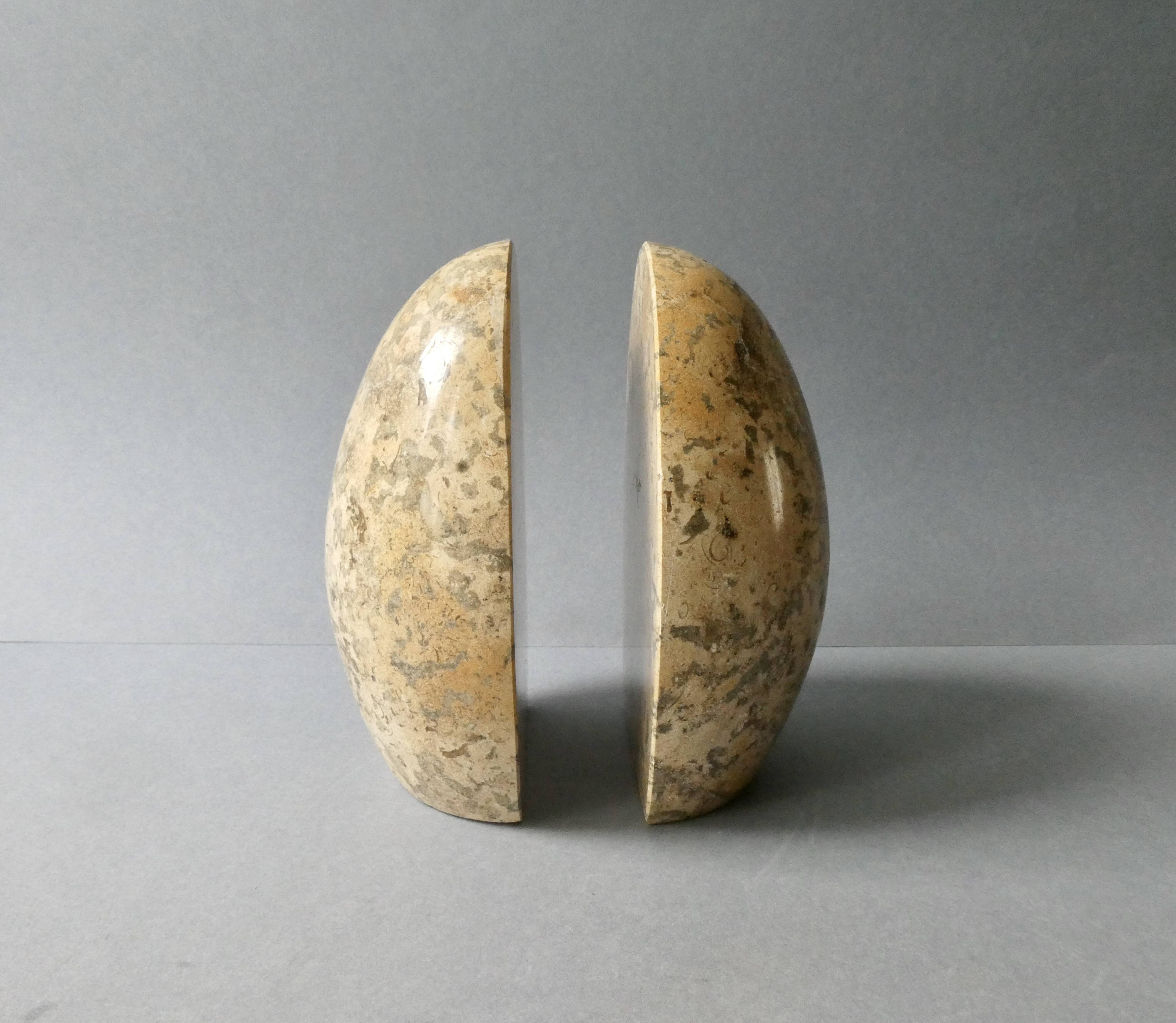 Marble bookends, egg shape