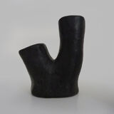 Trio of ceramic vases shaped like tree trunks, signed and numbered