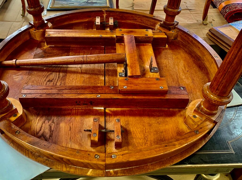 Louis XVI style table in oak with three extensions