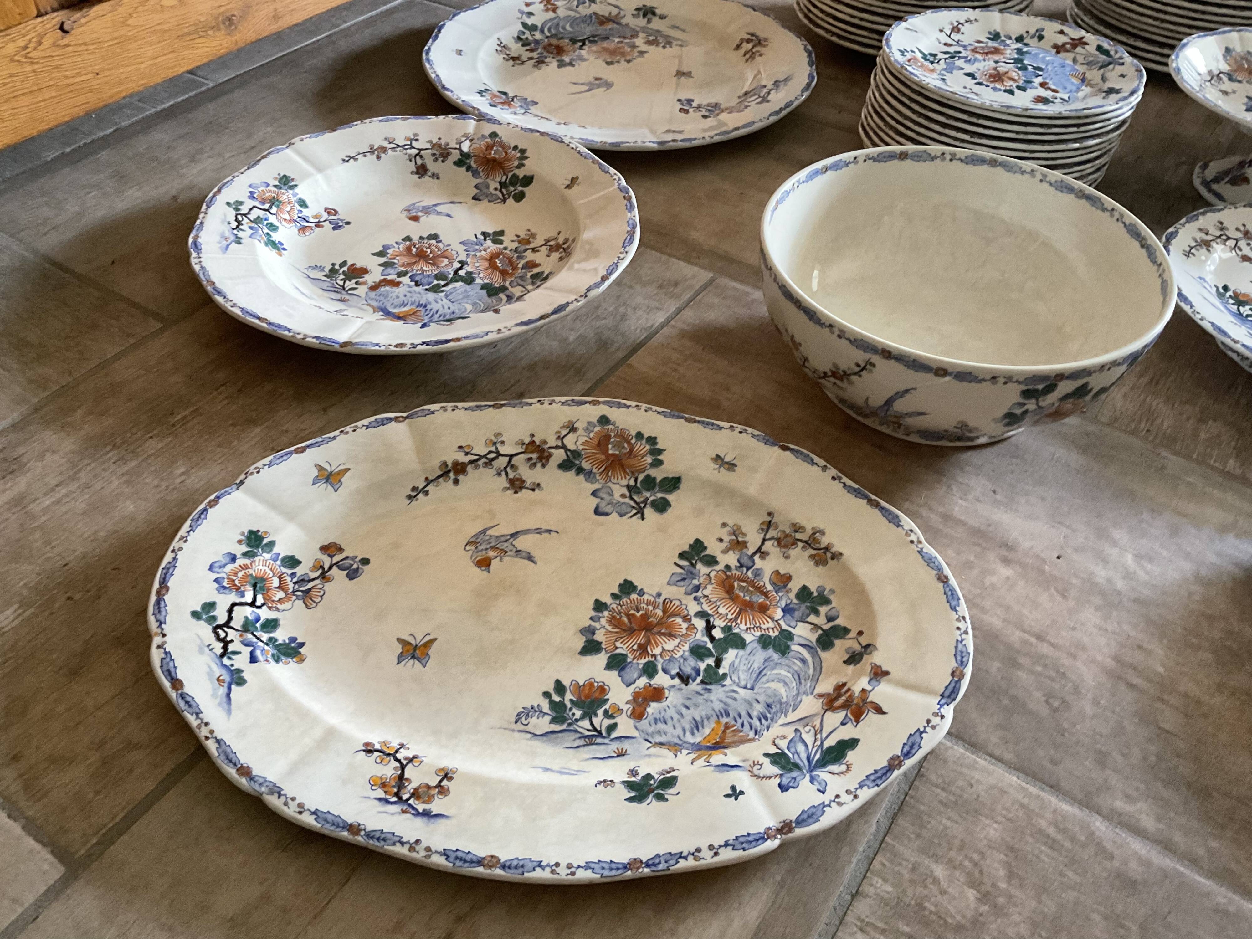 Table service gien au coq, 68 pieces