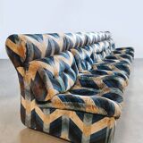 Vintage velvet modular lounge sofa 'Geometric lines'