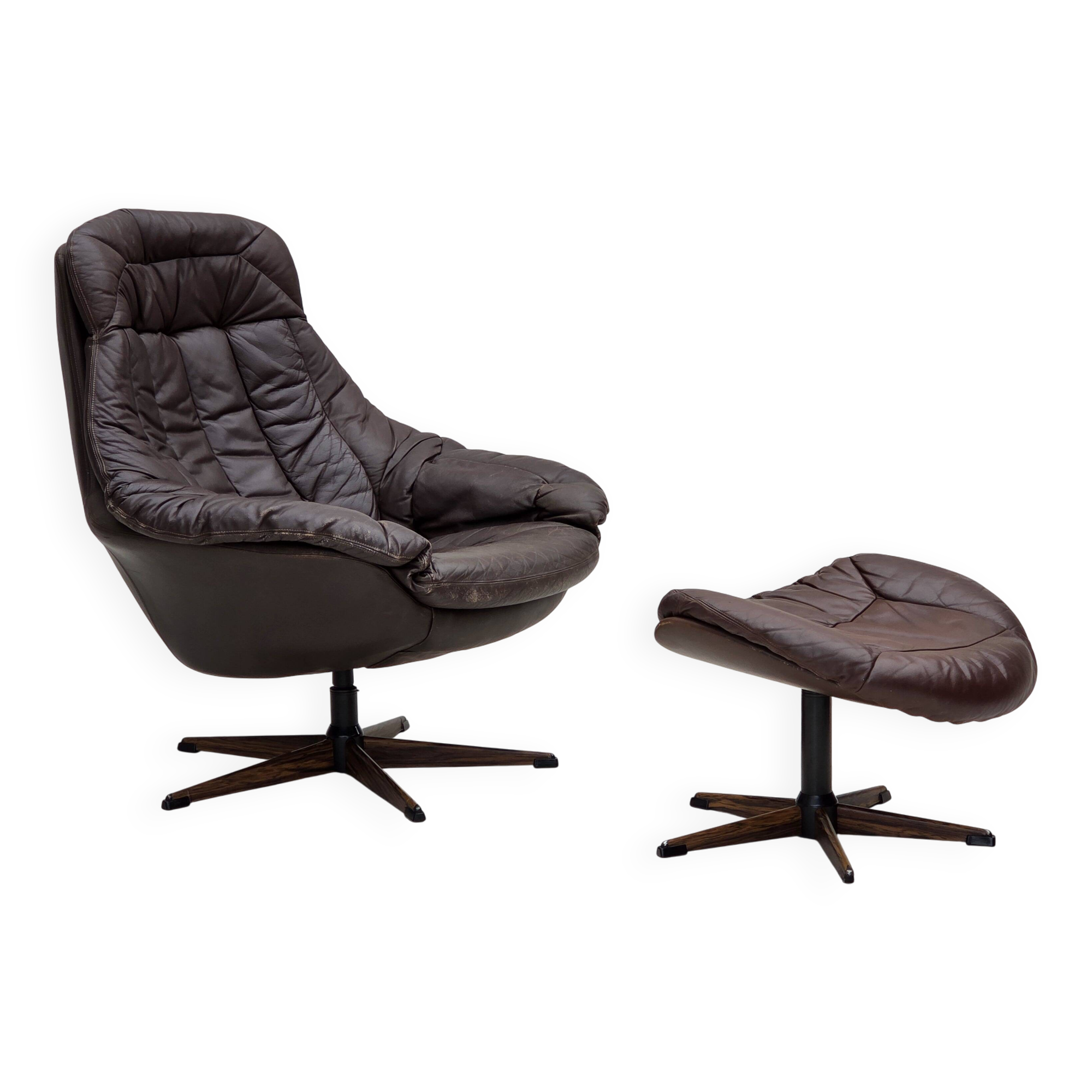 1970s, Danish design by H.W.Klein, swivel chair with footstool.