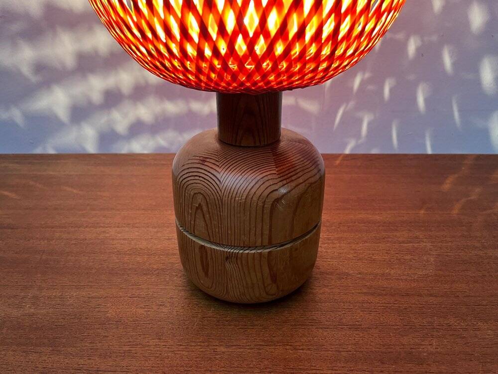 Vintage Scandinavian table lamp in bamboo and wood, 1970s.