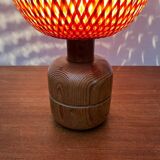 Vintage Scandinavian table lamp in bamboo and wood, 1970s.