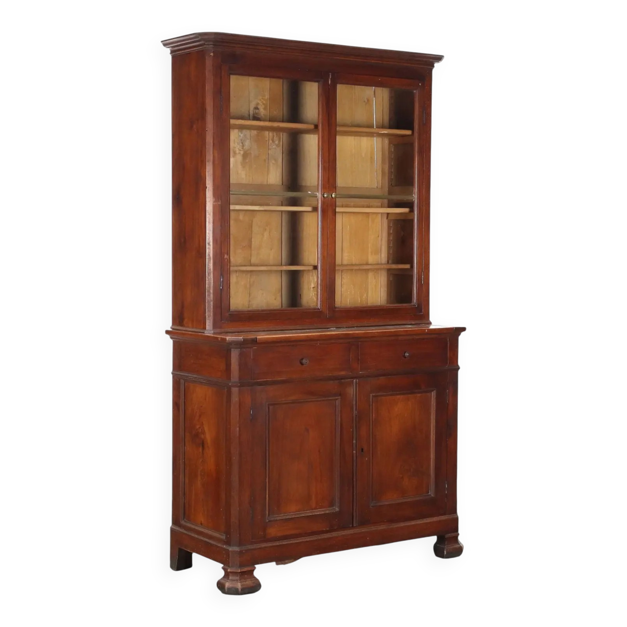 Antique Louis-Philippe walnut library, Italy, 19th century