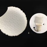 Vintage white glass half-sphere wall light. 1970s